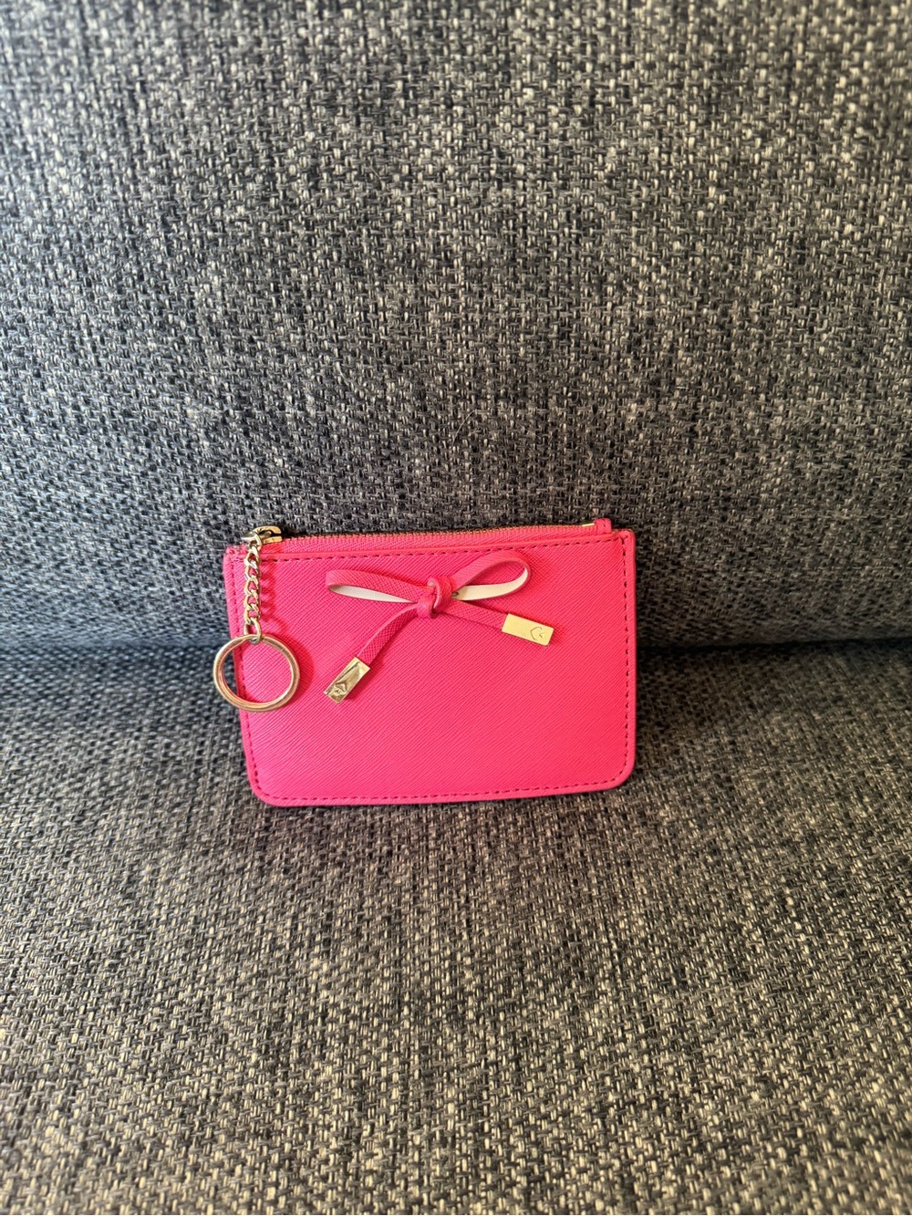 Kate Spade Compact Pink Bow Zip Card Holder with Keyring
